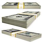 A pack of dollar bills. Isolated render on a white background