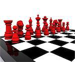 3D Illustration with chess and checkers