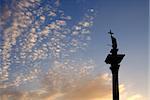 Warsaw landmark - column and statue of King Sigismund III Vasa at sunset, Poland