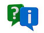 Question and information speech bubble icons, three-dimensional rendering
