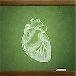 school sketches on blackboard, heart