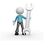 3d people - man, person with a wrench. Businessman