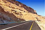 Road through Ramon crater in the Negev Desert in Israel