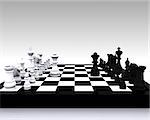 3d illustration with chess and checkers