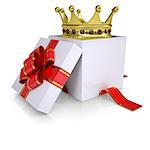 Crown of a gift box. Isolated render on a white background