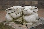 Two rabbits, stone sculpture