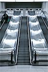 Image of an elevator working with one person only. Shot taken in the underground Montreal metro.