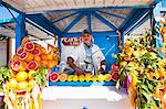 Fresh orange juice vendor, Essaouira, formerly Mogador, Morocco, North Africa, Africa