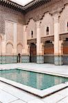 Medersa Ben Youssef central courtyard, the old Islamic school, Old Medina, Marrakech, Morocco, North Africa, Africa