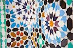 Colourful mosaic at Medersa Ben Youssef, the old Islamic school, Old Medina, Marrakech, Morocco, North Africa, Africa