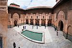 Tourists visiting Medersa Ben Youssef, the old Islamic Koranic school, Old Medina, Marrakech, Morocco, North Africa, Africa