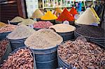 Colourful spices for sale in the Marrakech souks, Morocco, North Africa, Africa