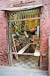 Carpenter in his workshop in the souk of Marrakech, Morocco, North Africa, Africa