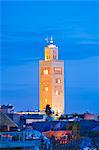 Koutoubia Mosque minaret at night, Marrakech, Morocco, North Africa, Africa