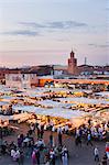 View of the Place Djemaa el Fna in the evening, Marrakech, Morocco, North Africa, Africa