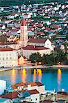 Cathedral of St. Lawrence (Katedrala Sv. Lovre) in Trogir at night, UNESCO World Heritage Site, Dalmatian Coast, Adriatic, Croatia, Europe