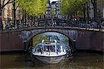 Tourist boat on Keizersgracht, Amsterdam, Netherlands, Europe