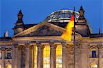 Close-up of the Reichstag at night, Berlin, Germany, Europe