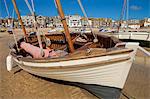 Boat on beach, St. Ives, Cornwall, England, United Kingdom, Europe