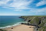 Porthcothan Beach and surrounding cliffs, Cornwall, England, United Kingdom, Europe