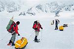 Leaving base camp, climbing expedition on Mount McKinley, 6194m, Denali National Park, Alaska, United States of America, North America