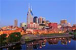 Cumberland River and Nashville skyline, Tennessee, United States of America, North America