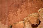 Oldest Pueblos and Navajos tracks of art on the cliffs of Monument Valley, Utah, United States of America, North America