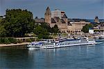 Cruise ship in Koblenz on the Rhine, Rhineland-Palatinate, Germany, Europe