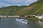 River cruise ship on the Moselle River, Germany, Europe
