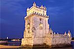 The Tower of Belem (Torre de Belem), the 16th century Manueline fortress, UNESCO World Heritage Site, on the River Tagus (Rio Tejo), Belem, Lisbon, Portugal, Europe