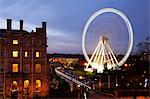 The Wheel of York and Royal York Hotel at dusk, York, Yorkshire, England, United Kingdom, Europe