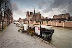 Notre Dame de Paris cathedral and River Seine, Paris, France, Europe