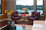 Modern Style Living Room with River View, Portland, Oregon, USA