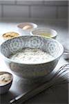 Bowl of Flour with Whisk and Baking Ingredients, Studio Shot