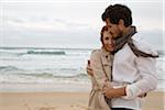 Portrait of Couple Hugging at Beach, Sardinia, Italy