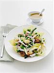 Asparagus, chicken and toasted bread salad
