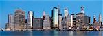 Panoramic view of Manhattan skyline at sunset, New York City, USA