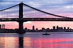 Manhattan bridge at sunset, New York City, USA