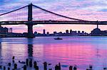 Manhattan bridge at sunset, New York City, USA