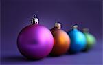 Colorful row of christmas baubles