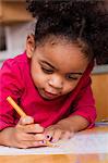 Girl drawing with felt tip pens