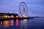 Ferris wheel on dock, Seattle, USA