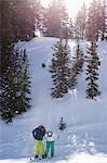 Young couple at Brighton ski resort, Utah, USA