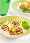 Rolled ham,cheese and spinach omelette appetizers