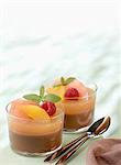 Chocolate cream dessert with citrus fruit jelly