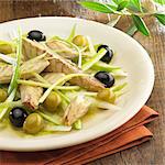 Mackerel,black and green olive and spring onion salad