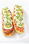 Tomato-mozzarella Crostinis with fresh thyme