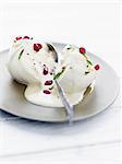 Burrata -style mozzarella with cream,pomegranate,lemon and lemon thyme