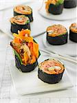 Shiitake,carrot,red pepper and spinach vegetarian Makis