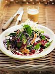 Organic red cabbage,dried fig,spinach and walnut salad